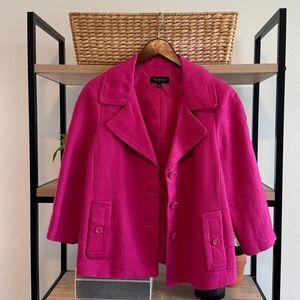 Talbots 100% Linen Pop of Pink Color Blazer w/Pockets, 10
